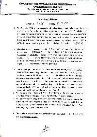 OFFICE of the VVASANAGAR MUNICIPALITY VYASANAGAR, JAJPUR Email Ld:-Vyasanagarmunicipality@Gmail.Com Website:-Ulbodisha.Gov.In Ph.No-06726-220207