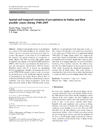 Spatial and Temporal Variation of Precipitation in Sudan and Their Possible Causes During 1948–2005