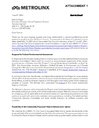 Update on Metrolinx Transit Expansion Projects –
