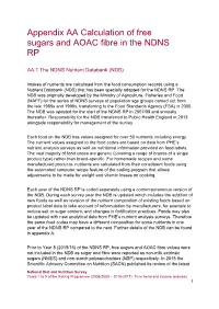 Appendix AA Calculation of Free Sugars and AOAC Fibre in the NDNS RP