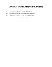 Appendix C - Invertebrate Population Attributes