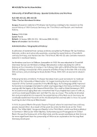 MS 413 (B) the Ian Kershaw Archive