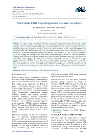 Non Coding CGG Repeat Expansion Diseases: an Update