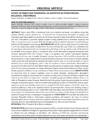 ORIGINAL ARTICLE STUDY of INJECTION TRAMADOL AS ADDITIVE in INTRAVENOUS REGIONAL ANESTHESIA Rajesh Subhedar1, Sandeep Patel2, Vishal V