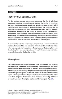 17 IDENTIFYING SOLAR FEATURES Photosphere