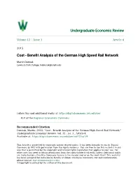 Cost - Benefit Analysis of the German High Speed Rail Network