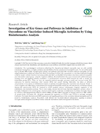 Investigation of Key Genes and Pathways in Inhibition of Oxycodone on Vincristine-Induced Microglia Activation by Using Bioinformatics Analysis