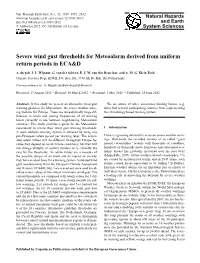 Severe Wind Gust Thresholds for Meteoalarm Derived from Uniform Return Periods in ECA&D