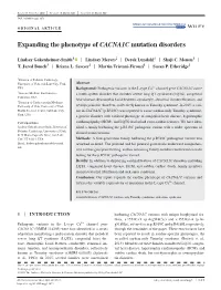 Expanding the Phenotype of CACNA1C Mutation Disorders