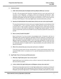 Frequently Asked Questions Coins and Notes July 2020