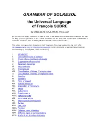 GRAMMAR of SOLRESOL Or the Universal Language of François SUDRE