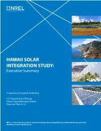 Hawaii Solar Integration Study: Executive Summary, NREL