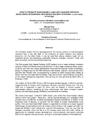 HOW to PROMOTE SUSTAINABLE LAND-USE CHANGES THROUGH DEVELOPING INTERMODAL HIGH-SPEED RAILWAY STATIONS: a Case Study in Portugal