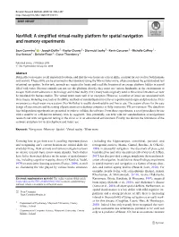 Navwell: a Simplified Virtual-Reality Platform for Spatial Navigation and Memory Experiments