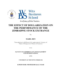 The Effect of Dollarization on the Performance of the Zimbabwe Stock Exchange