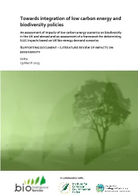 Towards Integration of Low Carbon Energy and Biodiversity Policies