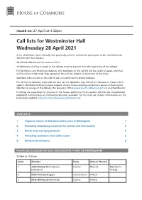 View Call Lists: Westminster Hall PDF File 0.05 MB