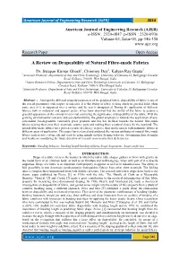 A Review on Drapeability of Natural Fibre-Made Fabrics