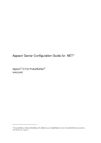 Appeon Server Configuration Guide for .NET*