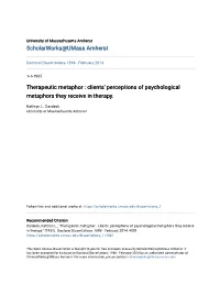 Clients' Perceptions of Psychological Metaphors They Receive in Therapy