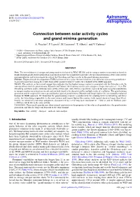 Connection Between Solar Activity Cycles and Grand Minima Generation A