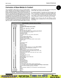 Corrosion of Base Metals in Contact To� Index the Susceptibility of Different Base Metals to Corrosion While in the Potential for Corrosion Is Very High