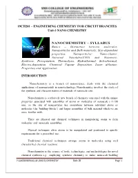 ENGINEERING CHEMISTRY for CIRCUIT BRANCHES Unit-3 NANO CHEMISTRY NANOCHEMISTRY