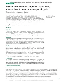 Insular and Anterior Cingulate Cortex Deep Stimulation for Central Neuropathic Pain Disassembling the Percept of Pain