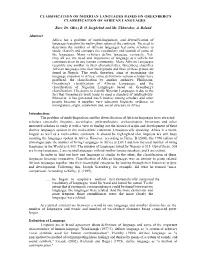 Classification of Nigerian Languages Based on Greenberg's Classification of African Languages