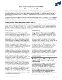 Client Relationship Summary (“Form CRS”) Effective As of June 30, 2020 Robert W