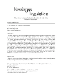 Himalayan Linguistics a Note on Tilung and Its Position Within Kiranti