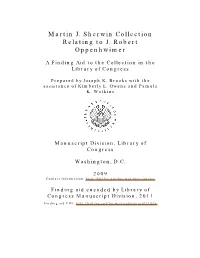 Martin J. Sherwin Collection Relating to J. Robert Oppenheimer [Finding