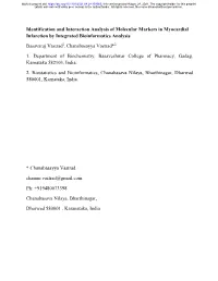 Identification and Interaction Analysis of Molecular Markers in Myocardial Infarction by Integrated Bioinformatics Analysis