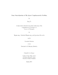Some Generalizations of the Linear Complementarity Problem by Peng