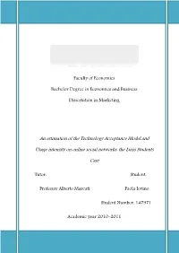 An Estimation of the Technology Acceptance Model and Usage Intensity on Online Social Networks: the Luiss Students Case