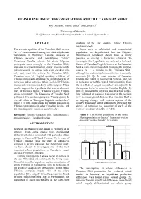 Ethnolinguistic Differentiation and the Canadian Shift