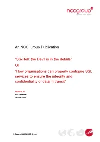 How Organisations Can Properly Configure SSL Services to Ensure the Integrity and Confidentiality of Data in Transit”