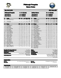 Pittsburgh Penguins Game Notes