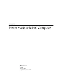 Power Macintosh 5400 Computer Developer Note