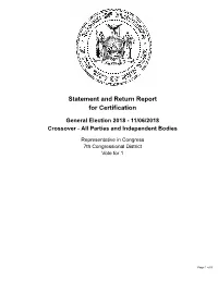Statement and Return Report for Certification General Election 2018