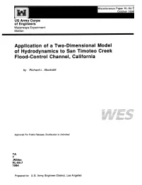 Application of a Two-Dimensional Model of Hydrodynamics to San Timoteo Creek Flood-Control Channel, California