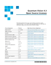 Quantum Vision 4.1 Open Source Licenses