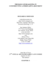 The Role of Reasoning in Constructing a Persuasive Argument