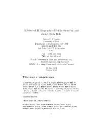 A Selected Bibliography of Publications By, and About, Niels Bohr