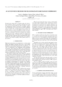 An Autonomous Method for Multi-Track Dynamic Range Compression Templates for Dafx-08, Finland, France
