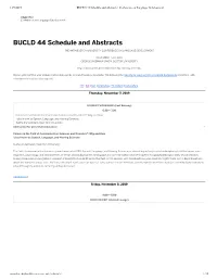 BUCLD 44 Schedule and Abstracts | Conference on Language Development