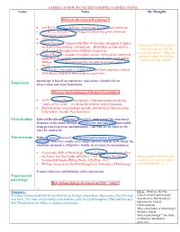 Empiricism Structuralism Functionalism Experimental