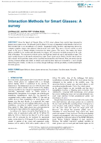 Interaction Methods for Smart Glasses: a Survey