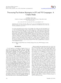 Processing Facilitation Strategies in OV and VO Languages: a Corpus Study