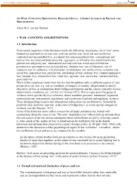 3.2 on War: Concepts, Definitions, Research Data a Short